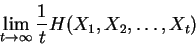 \begin{displaymath}
\lim_{t \rightarrow \infty} \frac{1}{t} H(X_1,X_2,\ldots,X_t)
\end{displaymath}