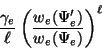 \begin{displaymath}
\frac{\gamma_e}{\ell} \left(
\frac{w_e(\Psi_e^\prime)}{w_e(\Psi_e)}\right)^\ell
\end{displaymath}