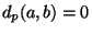 $d_p(a,b)=0$